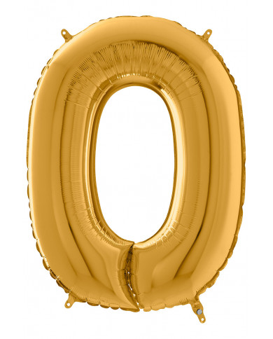 Gold foil balloon in the shape of the number 0, height cm.66