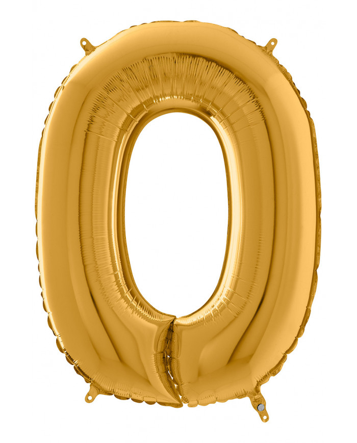 Gold foil balloon in the shape of the number 0, height cm.66