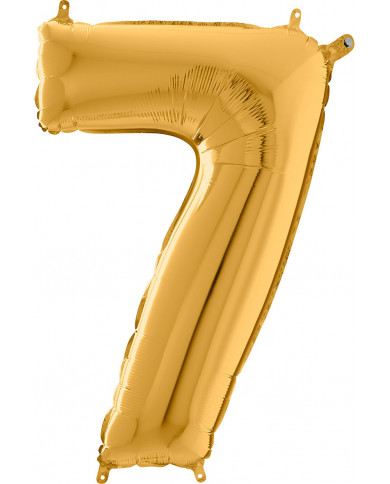 Gold foil balloon in the shape of the number 7, height cm.66