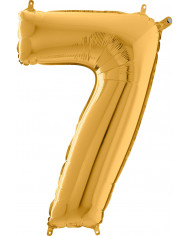 Gold foil balloon in the shape of the number 7, height cm.66