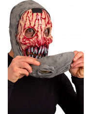 Full-face alien latex mask, the front part comes off showing Full-face alien latex mask, the front part comes off showing