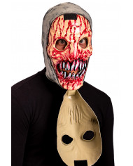 Full-face alien latex mask, the front part comes off showing Full-face alien latex mask, the front part comes off showing