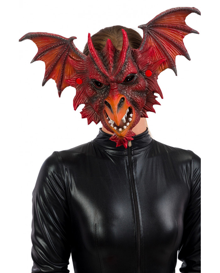 Eva mask depicting a red winged monster, ideal for horror and