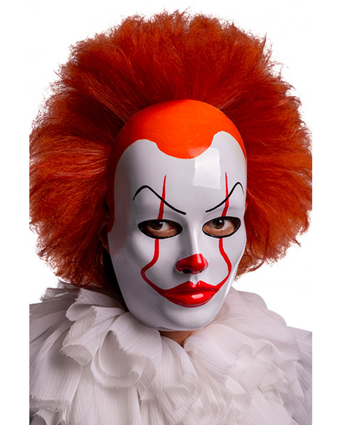 Masque clown horreur en plastique avec étiquette volante / étiquette