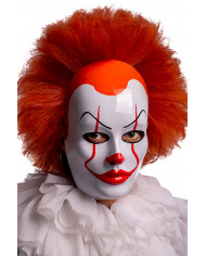 Plastic mask taken from the horror film IT to impersonate the