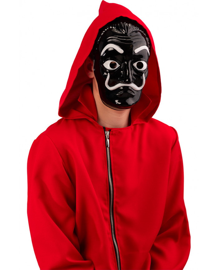 Maschera in plastica nera con decorazioni bianche del famoso Maschera in plastica nera con decorazioni bianche del famoso