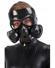 Black plastic gas mask with respirator and glasses, an original Black plastic gas mask with respirator and glasses, an original
