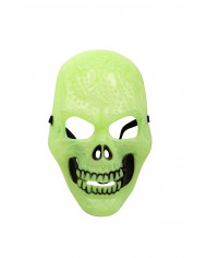 Green plastic mask with the appearance of a scary skeleton