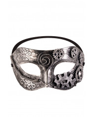 Chinless steampunk silver mask made of plastic with gears.