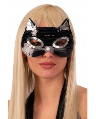 Black cat chinless mask decorated with sequins, one of the most Black cat chinless mask decorated with sequins, one of the most