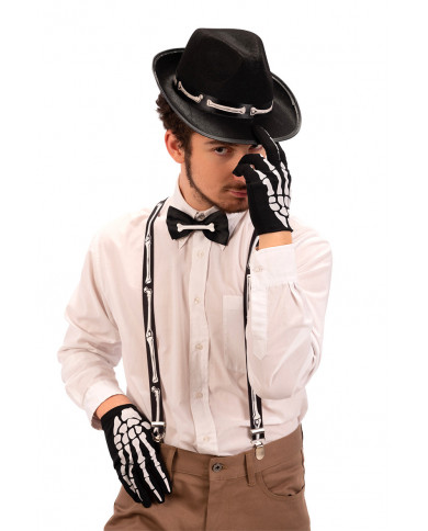 Disguise set consisting of hat, bow tie, gloves and braces in Disguise set consisting of hat, bow tie, gloves and braces in