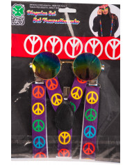 Disguise set consisting of glasses, braces, hair band, for a