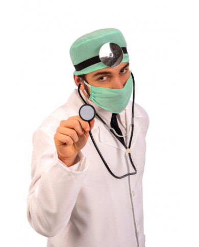 Medical set consisting of cap, mask, stethoscope and reflector Medical set consisting of cap, mask, stethoscope and reflector