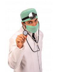 Medical set consisting of cap, mask, stethoscope and reflector Medical set consisting of cap, mask, stethoscope and reflector