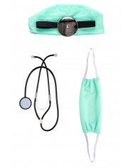Medical set consisting of cap, mask, stethoscope and reflector Medical set consisting of cap, mask, stethoscope and reflector