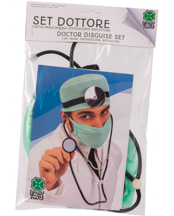 Medical set consisting of cap, mask, stethoscope and reflector Medical set consisting of cap, mask, stethoscope and reflector