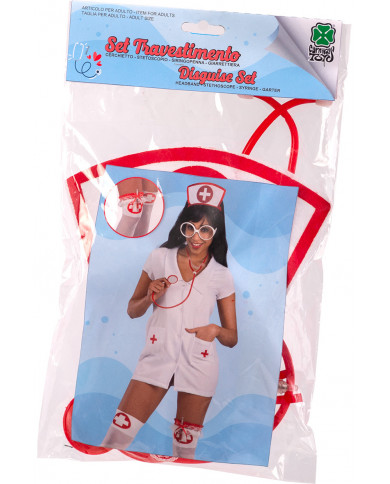 Nurse set consisting of headband, stethoscope, syringe pen and