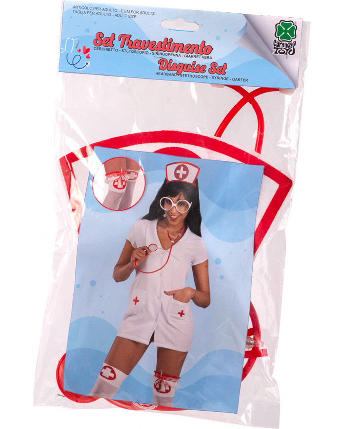 Nurse set consisting of headband, stethoscope, syringe pen and