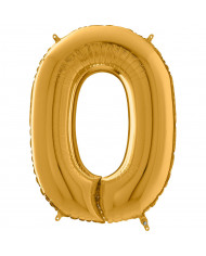 Gold foil balloon in the shape of the number 0, height cm.100