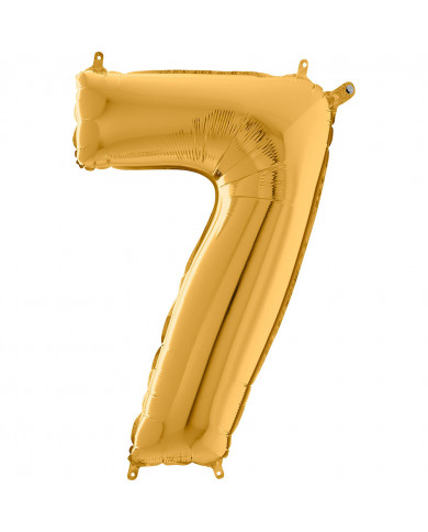 Gold foil balloon in the shape of the number 7, height cm.100 Gold foil balloon in the shape of the number 7, height cm.100