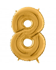 Gold foil balloon in the shape of the number 8, height cm.100