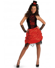 Lady Circus with chenille and satin dress, gloves and hat, one