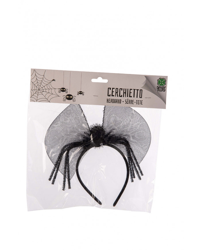 Headband with bow and black spider, a nice accessory to enrich Headband with bow and black spider, a nice accessory to enrich