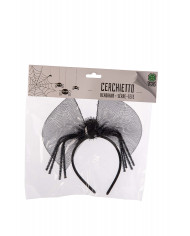 Headband with bow and black spider, a nice accessory to enrich Headband with bow and black spider, a nice accessory to enrich