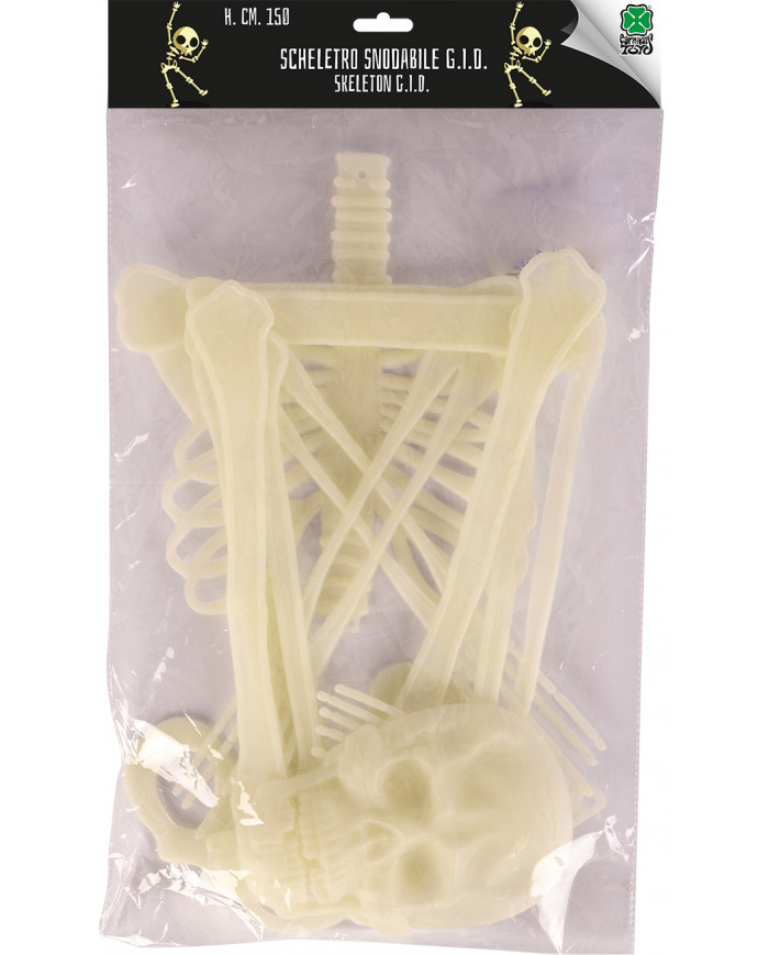 Hanging flat jointed plastic skeleton with a height of cm.150 Hanging flat jointed plastic skeleton with a height of cm.150