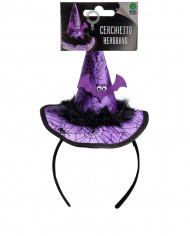 Mini purple witch hat in satin with spider, height cm.14, which