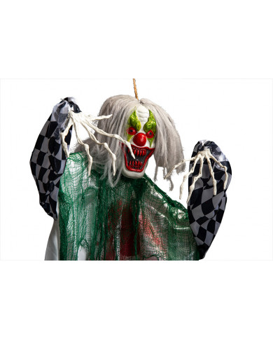 Clown with hair and satin dress. Terrifying decoration to hang Clown with hair and satin dress. Terrifying decoration to hang