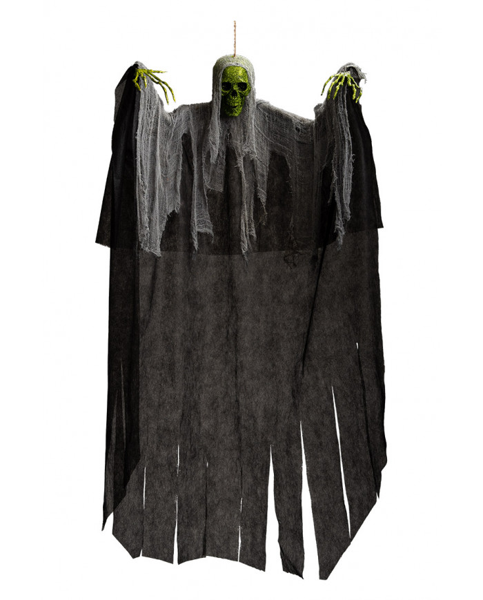 Skeleton with face and hands covered in green glitter. Skeleton with face and hands covered in green glitter.