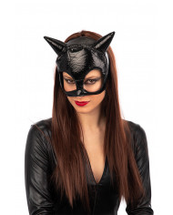 Half-face cat mask in black fabric. Accessory for adults, ideal Half-face cat mask in black fabric. Accessory for adults, ideal