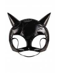 Half-face cat mask in black fabric. Accessory for adults, ideal Half-face cat mask in black fabric. Accessory for adults, ideal
