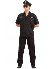 Policeman costume with fabric jacket and trousers, hat. Policeman costume with fabric jacket and trousers, hat.