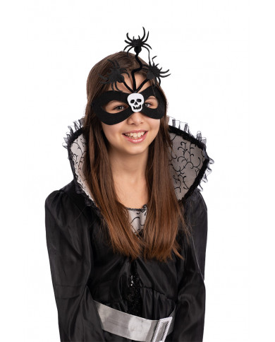 Half-face mask in black felt w/skeleton in the middle and 3 Half-face mask in black felt w/skeleton in the middle and 3