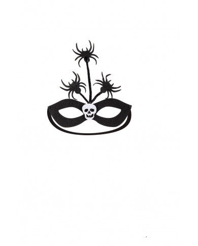 Half-face mask in black felt w/skeleton in the middle and 3 Half-face mask in black felt w/skeleton in the middle and 3