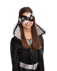 Half-face mask in black fabric w/white spiders. Original