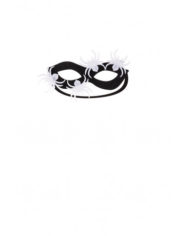 Half-face mask in black fabric w/white spiders. Original Half-face mask in black fabric w/white spiders. Original