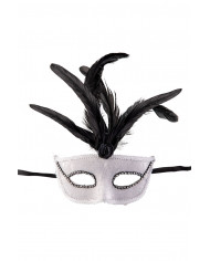 Venetian half-face mask in plastic, covered with light gray