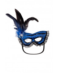 Half-face mask in blue fabric decorated with spider web and
