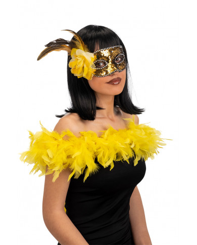 Venetian half-face mask in plastic, coated with gold sequins. Venetian half-face mask in plastic, coated with gold sequins.