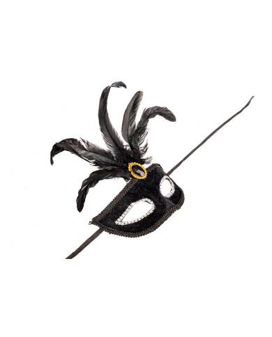 Venetian half-face mask in plastic, covered with black velvet. Venetian half-face mask in plastic, covered with black velvet.