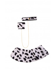 Set consisting of a white plush shawl, collar and cuff with Set consisting of a white plush shawl, collar and cuff with