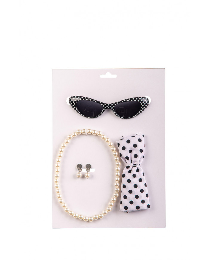 Set consisting of glasses with dark lenses and black and white Set consisting of glasses with dark lenses and black and white