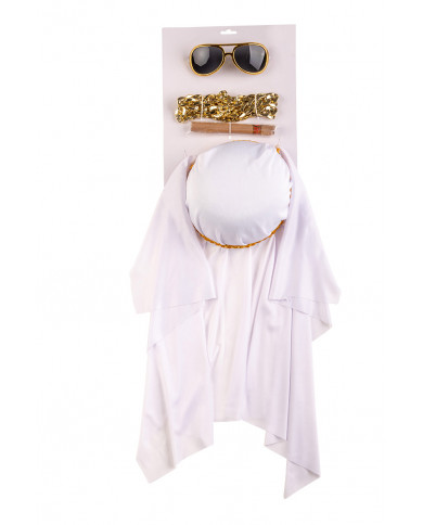 Set consisting of glasses with dark lenses, headgear, necklace Set consisting of glasses with dark lenses, headgear, necklace