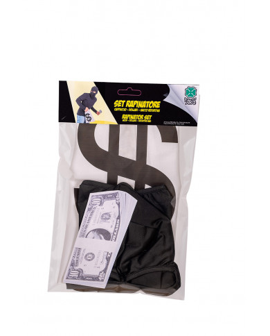 Set consisting of black fabric hood, fake banknotes and string Set consisting of black fabric hood, fake banknotes and string