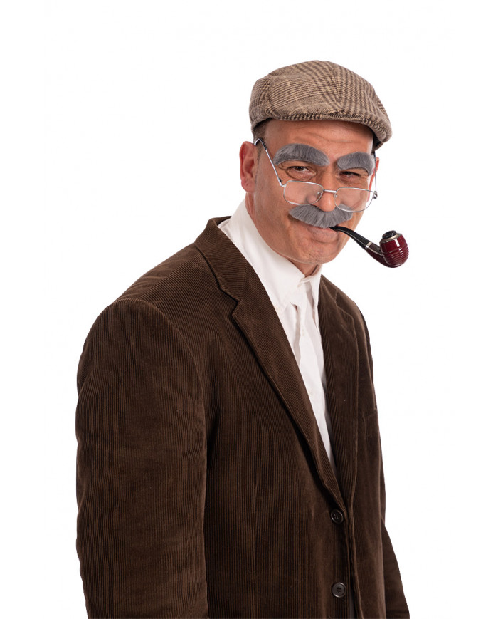 Set consisting of flat cap, fake pipe, glasses with clear Set consisting of flat cap, fake pipe, glasses with clear