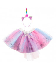Set consisting of tulle skirt and multicoloured headband.
