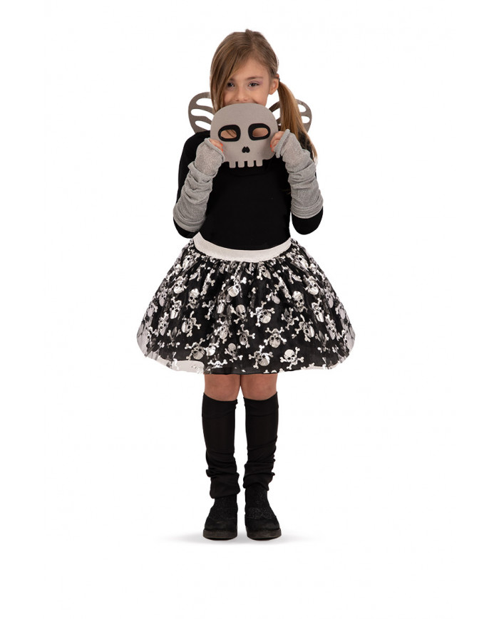 Set consisting of skirt, mask and skeleton wings. Girl's